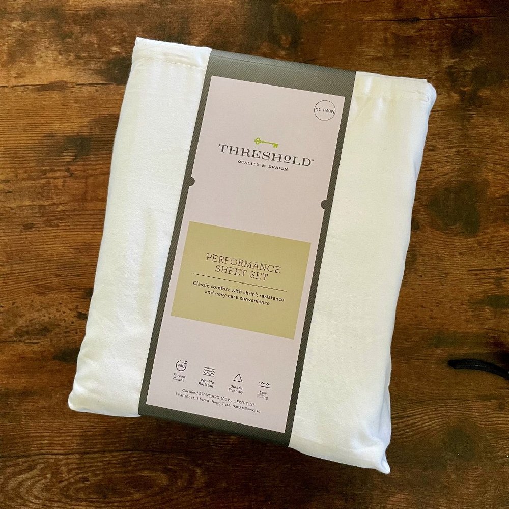 400 Thread Count TwinXL Solid Performance Sheet Set - White